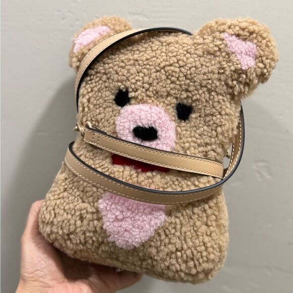 Colorblock Handmade Cute Real Shearling Teddy Bear Purse/Crossbody/Phone Pouch - Picture 13 of 16